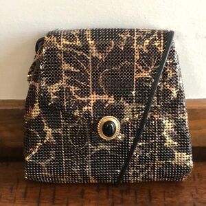 Whiting and Davis Black and Gold Metal Mesh Handbag